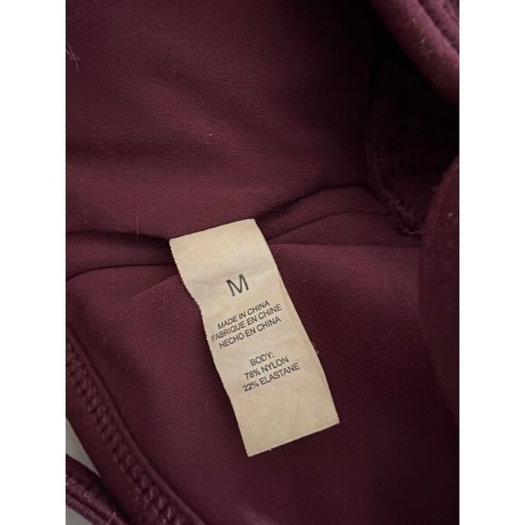 Burgundy Workout Two Piece Set Strappy Sports Bra & High Waist Shorts Size M - Picture 3 of 3